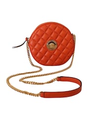 Versace Red Nappa Leather Medusa Round Crossbody Bag - Image 1 of 6