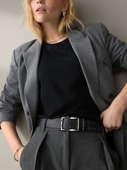 Black Premium Casual Burnished Belt - Image 1 of 5