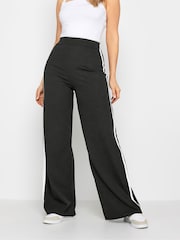 Long Tall Sally Black Tall Side Stripe Scuba Wide Leg Trousers - Image 2 of 4