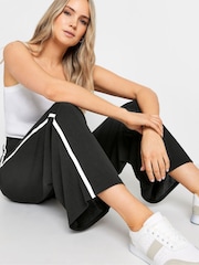Long Tall Sally Black Tall Side Stripe Scuba Wide Leg Trousers - Image 4 of 4