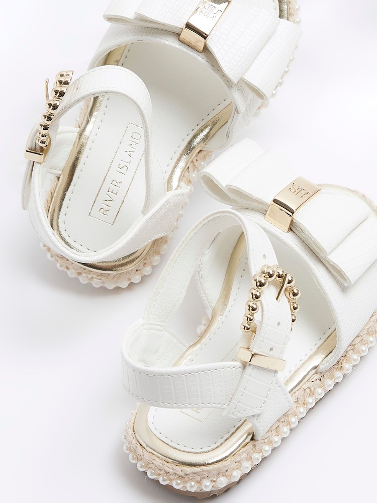 Dívčí bílé espadrilky River Island 3d s mašlí - Image 3 of 4