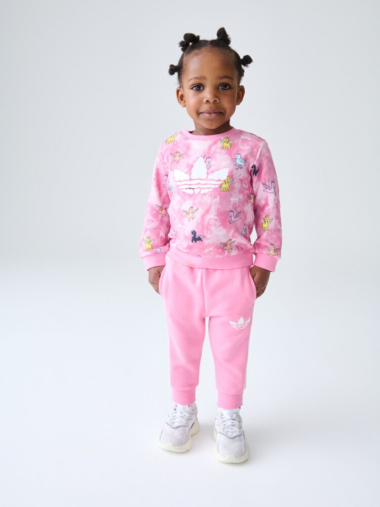 adidas Originals Pink Infant 100% Cotton Crew Tracksuit - Image 2 of 7 adidas Originals Pink Infant 100% Cotton Crew Tracksuit - Image 2 of 7