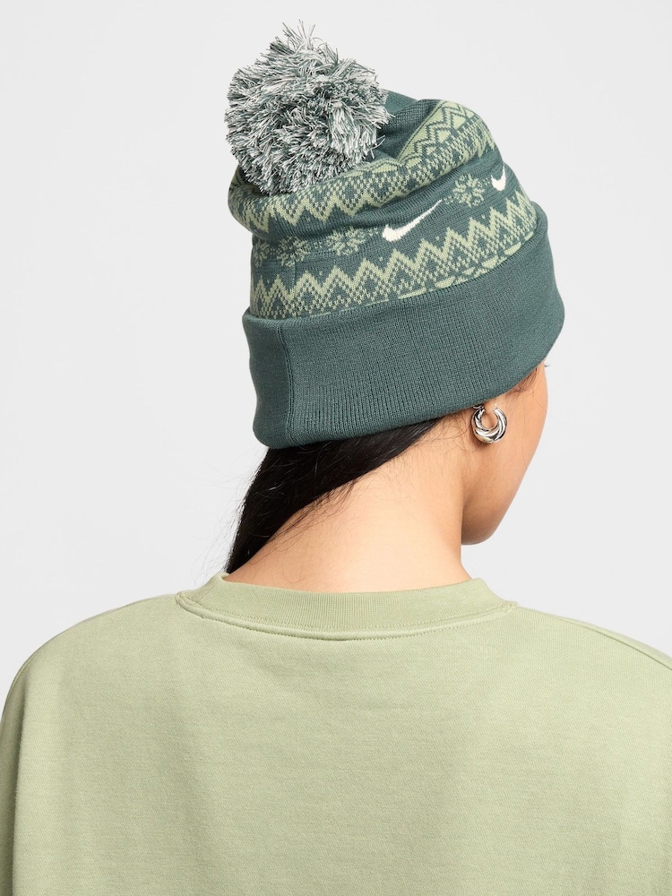 Nike Green Peak Fair Isle Pattern Beanie - Image 2 of 4