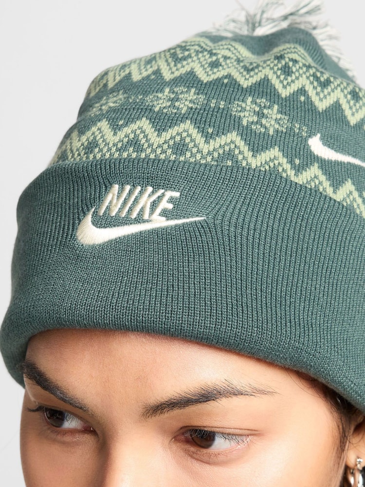 Nike Green Peak Fair Isle Pattern Beanie - Image 4 of 4