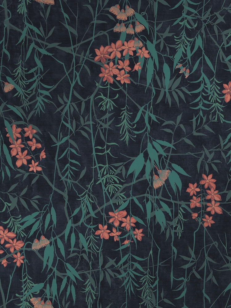 Graham & Brown Blue Obassia Silk  Wallpaper Wallpaper Sample - Image 2 of 3