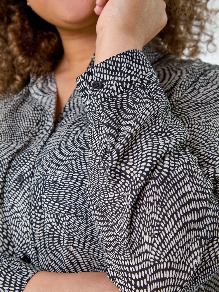 Roman Black Printed Button Through Shirt - Image 5 of 5 Roman Black Printed Button Through Shirt - Image 5 of 5