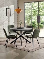 Khaki Green Set of Arona Faux Leather Sawyer Dining Chairs and Extending Dining Table - Image 1 of 7