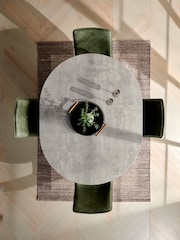 Khaki Green Set of Arona Faux Leather Sawyer Dining Chairs and Extending Dining Table - Image 2 of 7