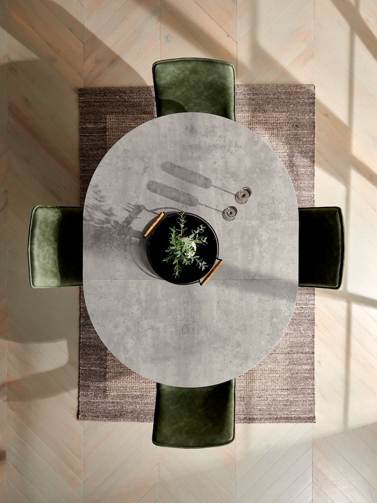 Khaki Green Set of Arona Faux Leather Sawyer Dining Chairs and Extending Dining Table - Image 2 of 7