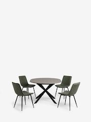 Khaki Green Set of Arona Faux Leather Sawyer Dining Chairs and Extending Dining Table - Image 7 of 7