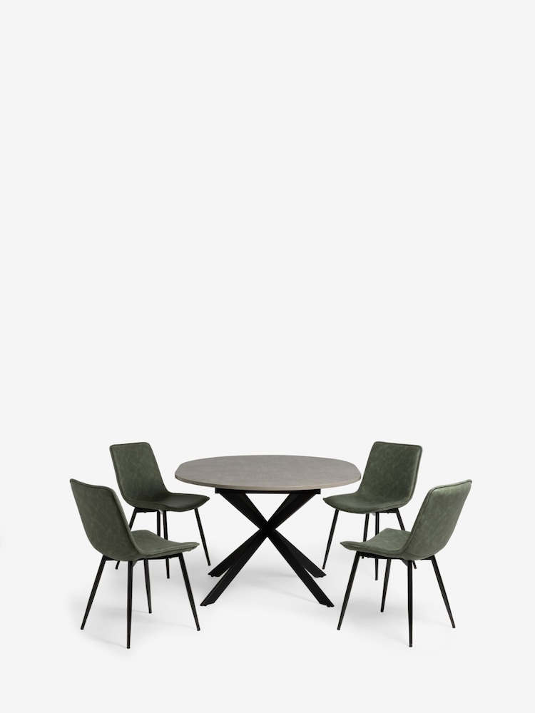 Khaki Green Set of Arona Faux Leather Sawyer Dining Chairs and Extending Dining Table - Image 7 of 7