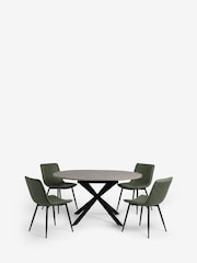 Khaki Green Set of Arona Faux Leather Sawyer Dining Chairs and Extending Dining Table - Image 8 of 9