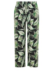 Evans Curve Green Palm Print Wide Leg Trousers - Image 6 of 6