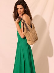 Mint Velvet Green Linen Blend Halter Midi Dress - Image 4 of 6