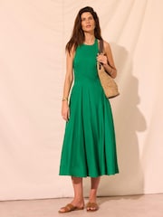 Mint Velvet Green Linen Blend Halter Midi Dress - Image 6 of 6