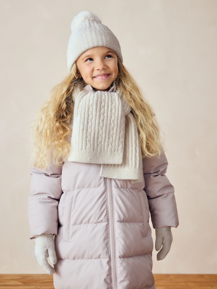 Cream Cable Cable Hat, Gloves and Scarf Set (3-16yrs) - Image 2 of 8
