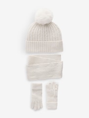 Cream Cable Cable Hat, Gloves and Scarf Set (3-16yrs) - Image 4 of 8