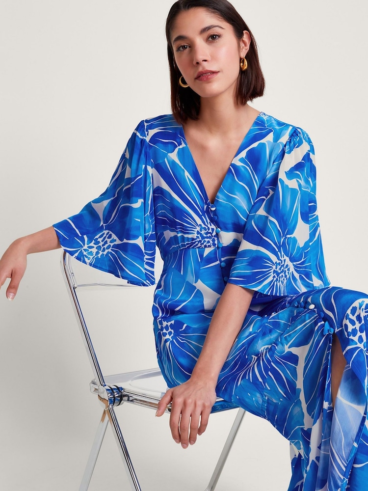 Monsoon Blue Maura Floral Tea Dress - Image 2 of 5