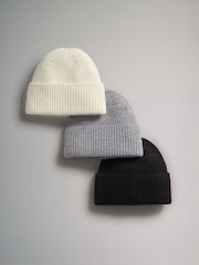 The Set Black/Grey/Neutral 3 Pack Beanie Hats - Image 1 of 7