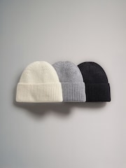 The Set Black/Grey/Neutral 3 Pack Beanie Hats - Image 6 of 7