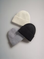 The Set Black/Grey/Neutral 3 Pack Beanie Hats - Image 7 of 7