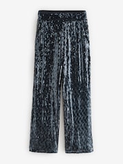 Navy Wide Leg Sequin Trousers - Image 6 of 8