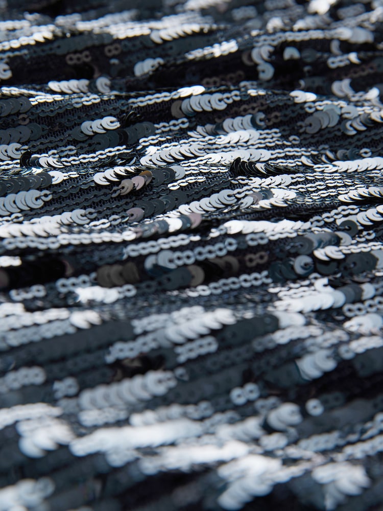 Navy Wide Leg Sequin Trousers - Image 8 of 8