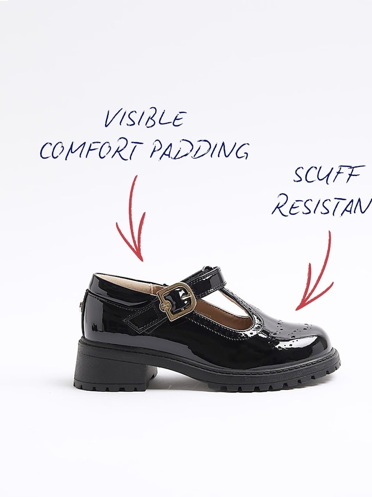 River Island Black Girls Patent Chunky Mary Jane Shoes - Image 1 of 5