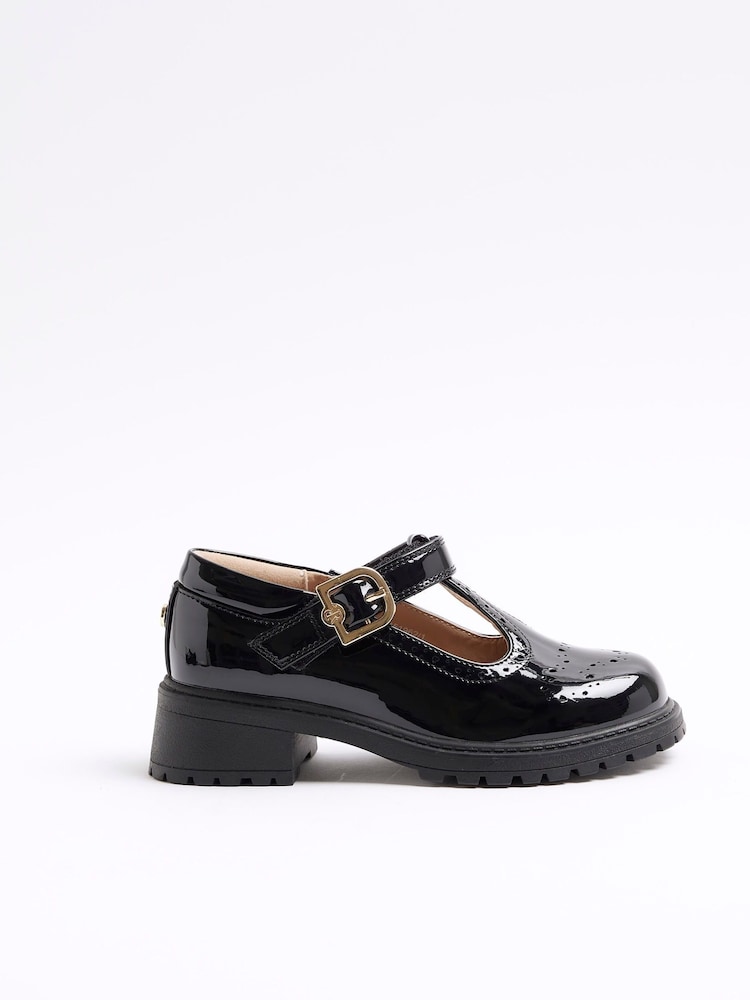 River Island Black Girls Patent Chunky Mary Jane Shoes - Image 2 of 5 River Island Black Girls Patent Chunky Mary Jane Shoes - Image 2 of 5