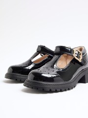 River Island Black Girls Patent Chunky Mary Jane Shoes - Image 3 of 5