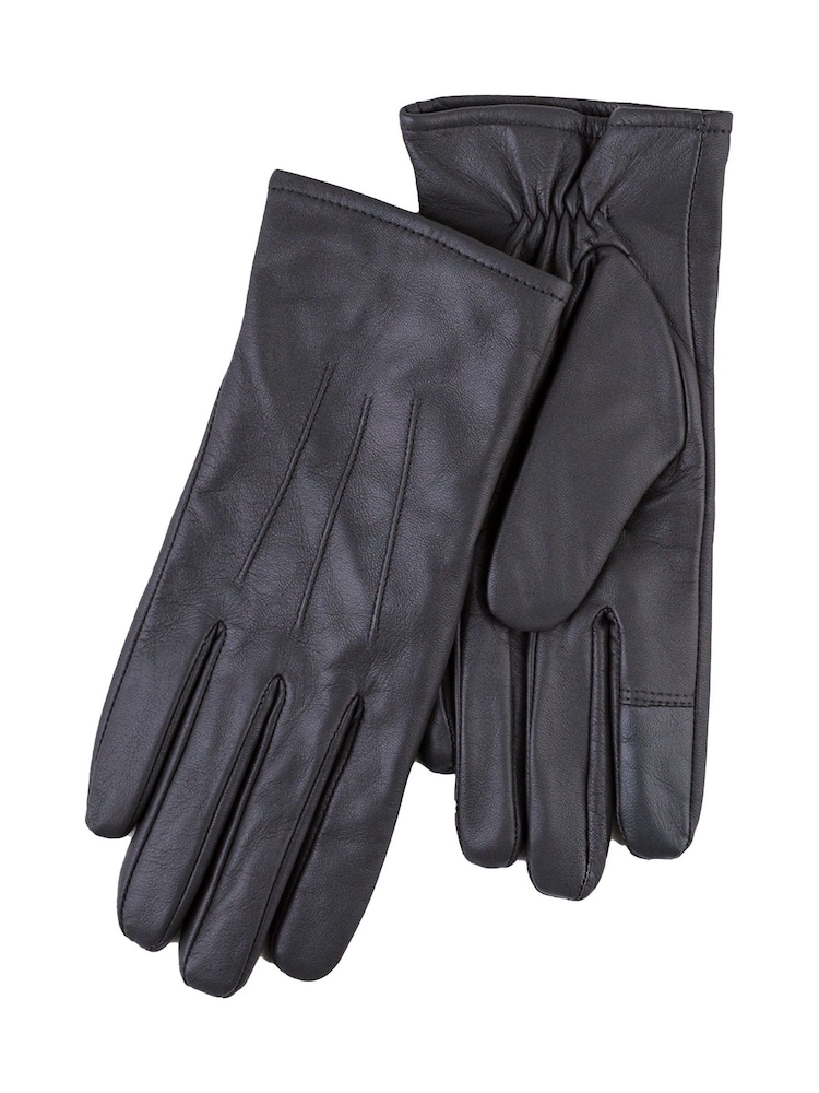 Totes Grey 3 Point Smartouch Winter Leather Gloves - Image 2 of 2
