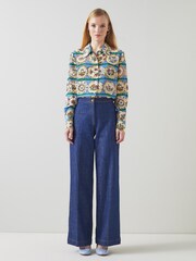 Erica Plate Print Silk Blouse - Image 1 of 3