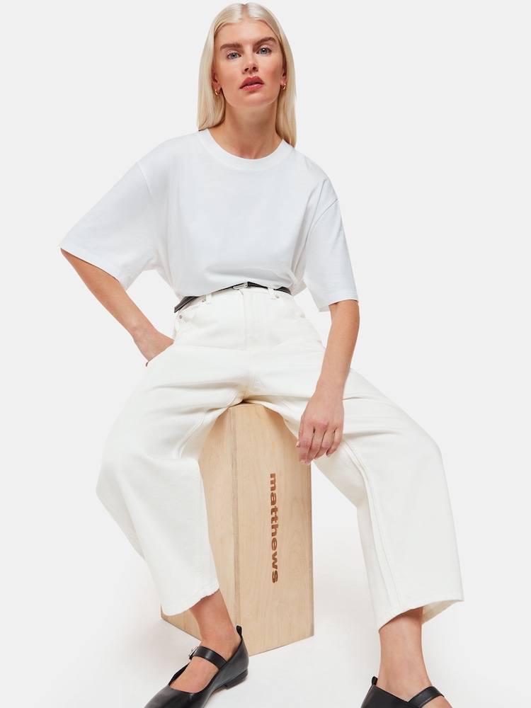 Whistles White Petite Petite Authentic Barrel Leg 100% Cotton Jeans - Image 1 of 5