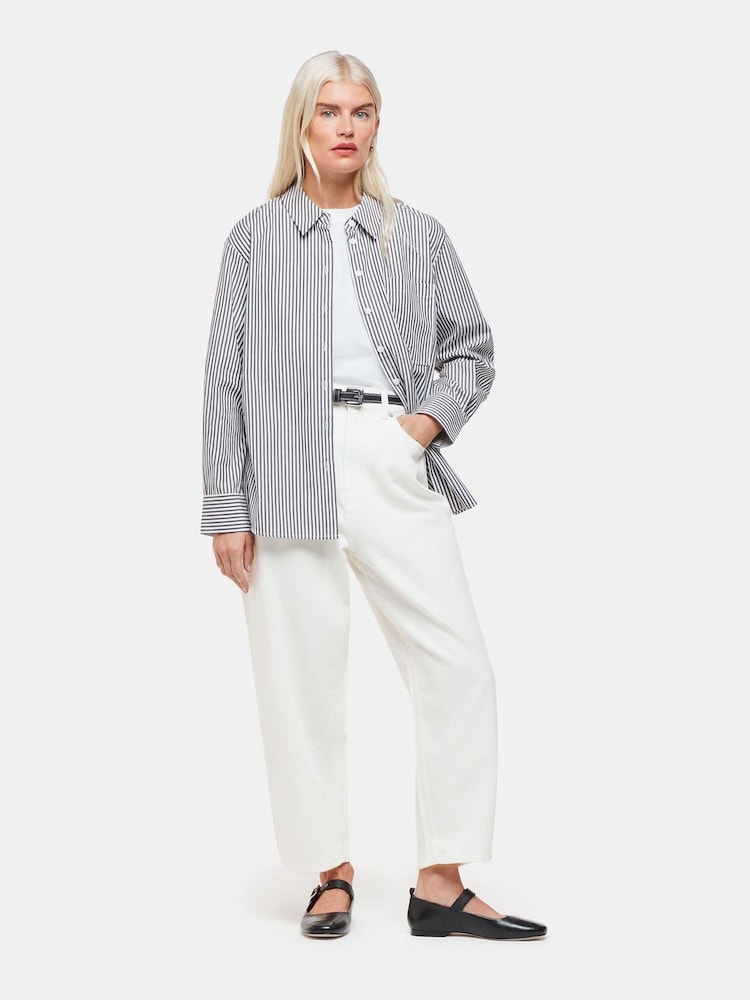 Whistles White Petite Petite Authentic Barrel Leg 100% Cotton Jeans - Image 3 of 5