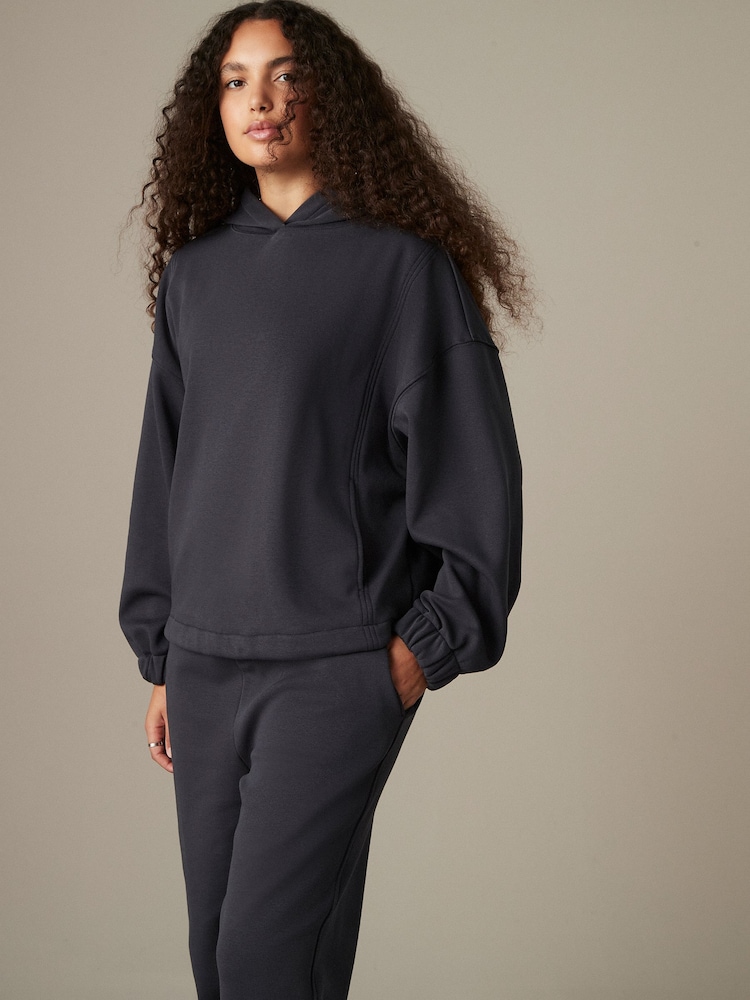 bleu encre - Sweat-shirt long à capuche Soft Touch Cosy Lined Fleece Heavyweight - Image 3 of 8