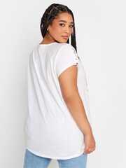 Yours Curve White Cut Out Butterfly Embellished T-Shirt - Image 3 of 5