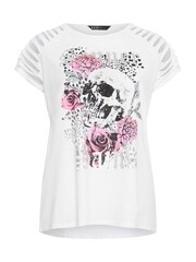 Yours Curve White Cut Out Butterfly Embellished T-Shirt - Image 5 of 5