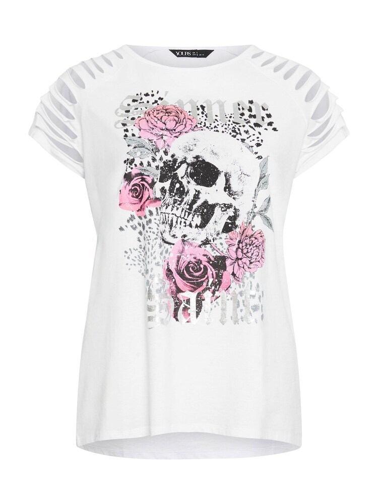 Yours Curve White Cut Out Butterfly Embellished T-Shirt - Image 5 of 5