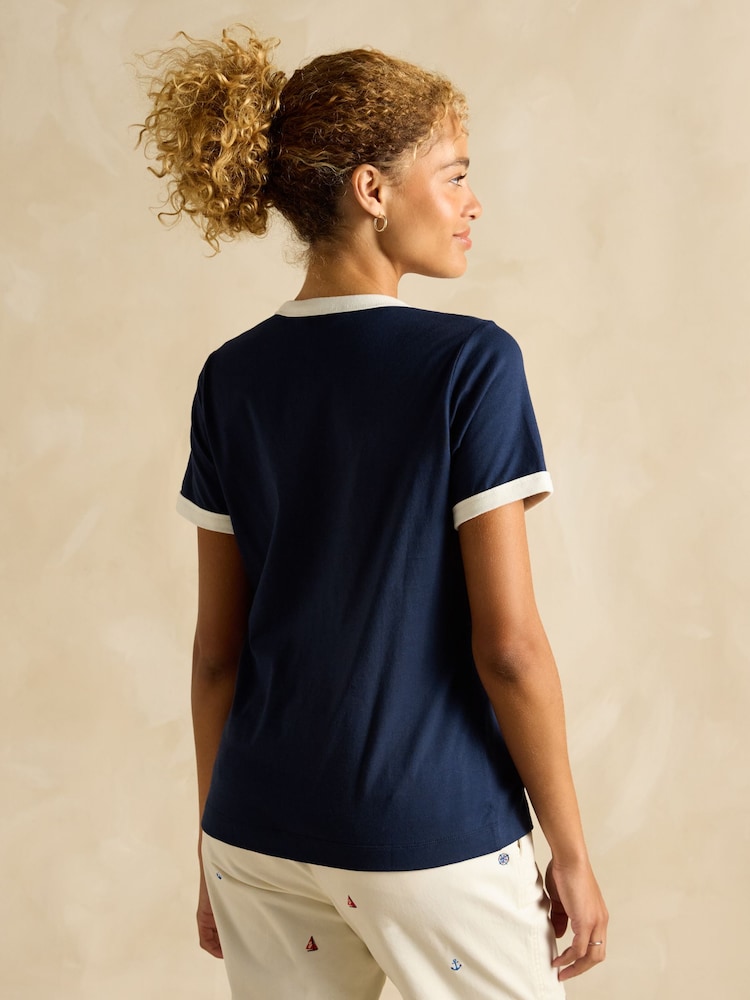 Joules Kitsford Navy Embroidered T-Shirt - Image 2 of 6