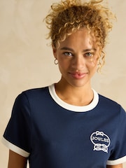 Joules Kitsford Navy Embroidered T-Shirt - Image 4 of 6
