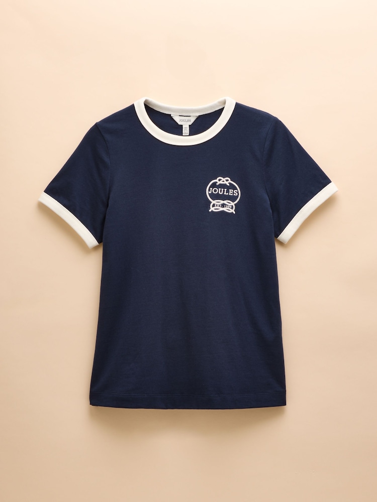 Joules Kitsford Navy Embroidered T-Shirt - Image 6 of 6