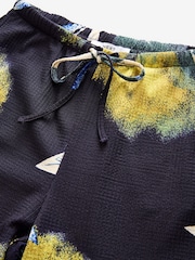 Navy Floral Print Textured Wide Leg Jersey Trousers - Image 5 of 7