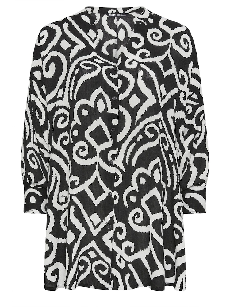 Yours Curve Crinkle-Strandhemd mit abstraktem Print - Bild 4 von 4
