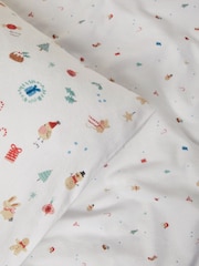 White Brushed Santa Icon Christmas Duvet Cover and Pillowcase Set - Image 7 of 8