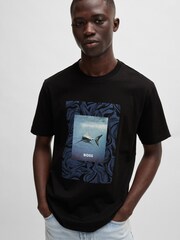 BOSS Black Regular Fit 100% Cotton Jersey T-Shirt With Seasonal Artwork - Image 1 of 5