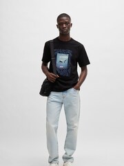 BOSS Black Regular Fit 100% Cotton Jersey T-Shirt With Seasonal Artwork - Image 3 of 5