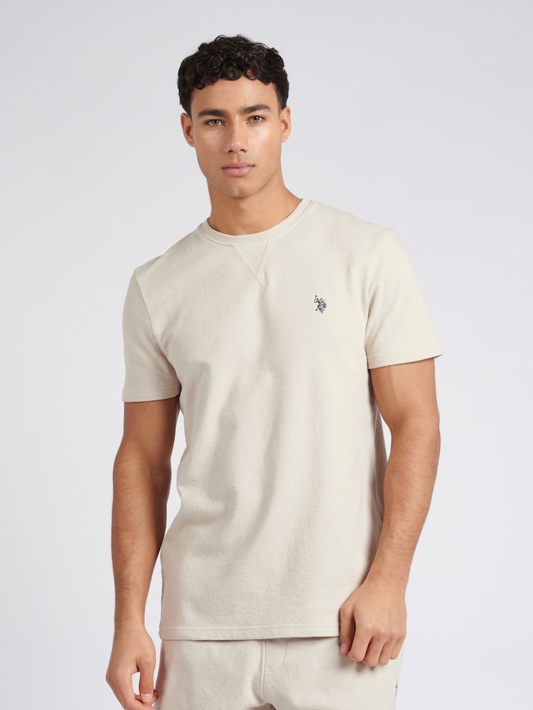U.S. Polo Assn. Natural Mens Classic Fit Textured Terry 100% Cotton T-Shirt - Image 1 of 8