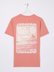 FatFace Orange Sea La Vie T-Shirt - Image 7 of 7