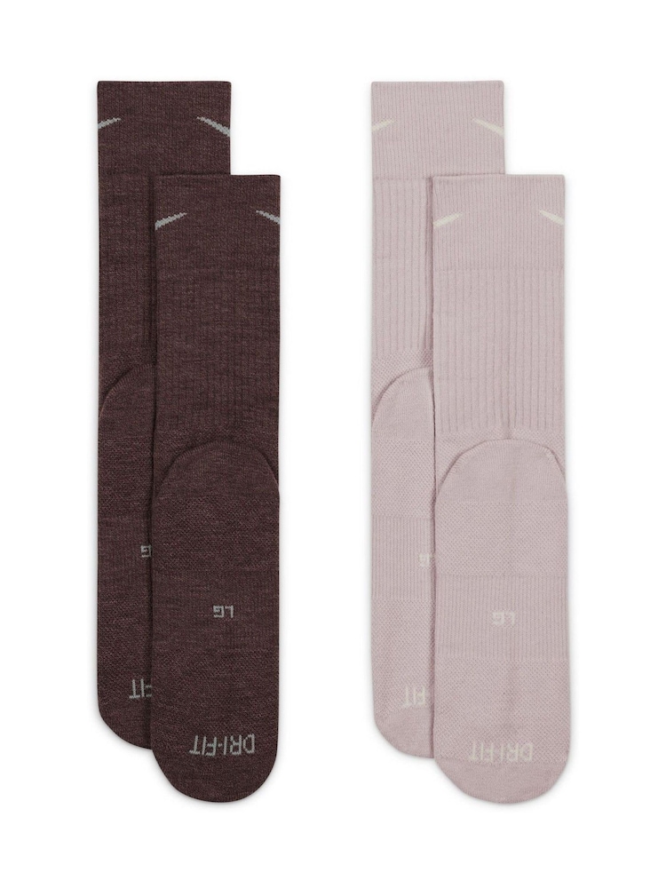 Nike Natural Everyday Wool Cushioned 100% Cotton Crew Socks 2 Pack - Image 2 of 3