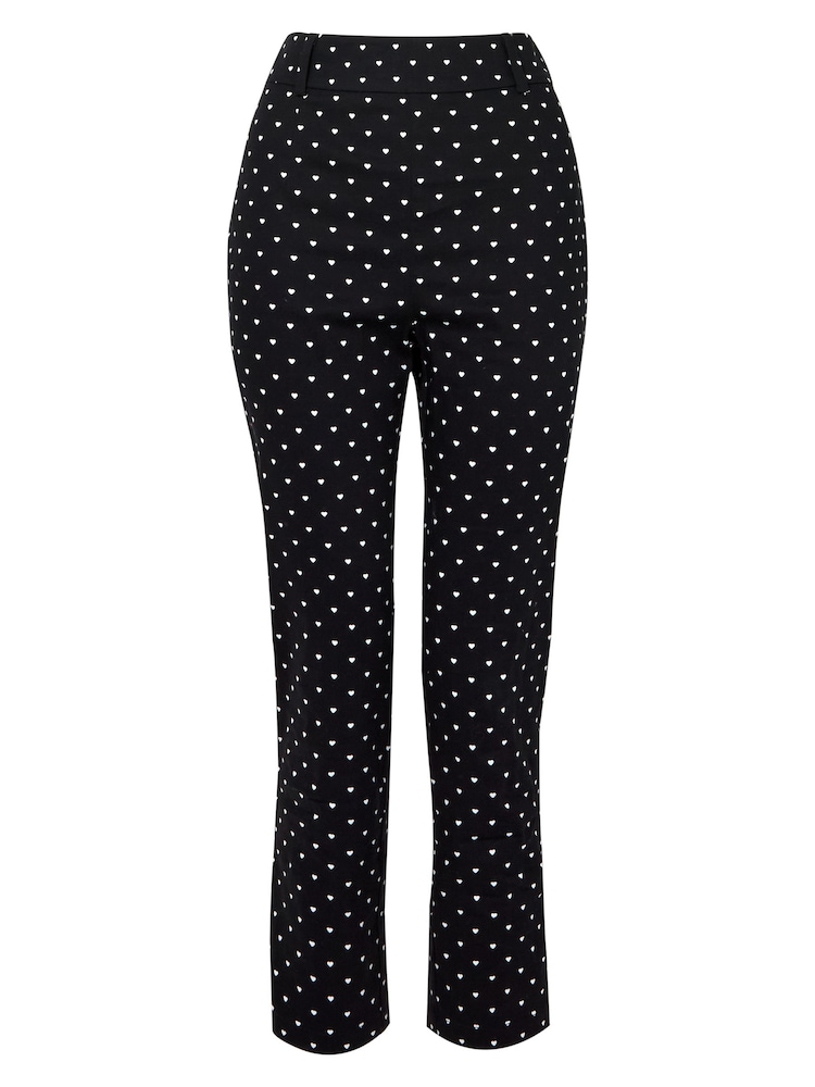 Joe Browns Black Vintage Heart Spot Print Stretch Cotton Capri Trousers - Image 5 of 5